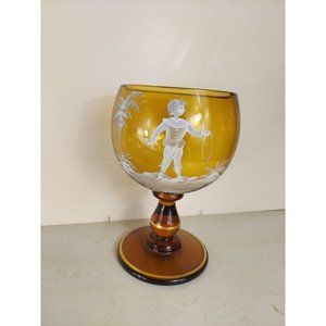 Amber Mary Gregory Hand Painted Snifter